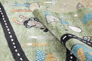 Makro Abra Dětský kusový koberec FUN Cesta zvířátka zelený Rozměr: 80x150 cm