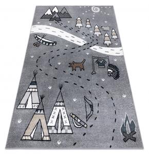 Makro Abra Dětský kusový koberec FUN Indiánská vesnice šedý Rozměr: 80x150 cm