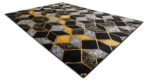 Makro Abra Moderní kusový koberec GLOSS 400B 86 3D Šestihran černý / zlatý / šedý Rozměr: 80x150 cm