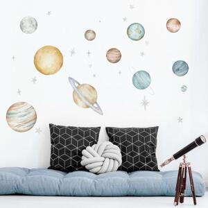 Dekorace na stěnu - Sada nálepek s vesmírným motivem planet L
