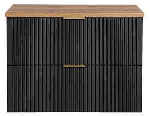 Comad Závěsná skříňka pod umyvadlo Casad II s deskou 80 cm černá/dub wotan