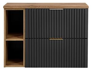 Comad Závěsná skříňka pod umyvadlo Casad s deskou 80 cm černá/dub wotan