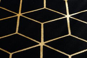 Makro Abra Moderní kusový koberec GLOSS 409C 86 Šestihran 3D černý / zlatý Rozměr: 280x370 cm
