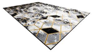 Makro Abra Moderní kusový koberec GLOSS 409A 82 Šestihran 3D šedý / zlatý / černý Rozměr: 140x190 cm