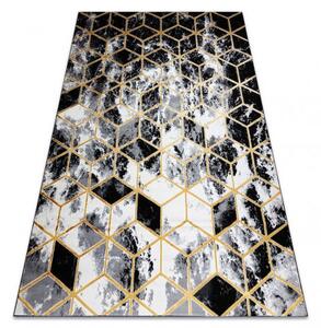 Makro Abra Moderní kusový koberec GLOSS 409A 82 Šestihran 3D šedý / zlatý / černý Rozměr: 80x150 cm
