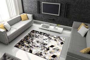 Makro Abra Moderní kusový koberec GLOSS 409A 82 Šestihran 3D šedý / zlatý / černý Rozměr: 80x150 cm