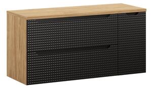 Comad Závěsná skříňka pod umyvadlo Luxor Black s deskou 120 cm I černá/dub olejovaný