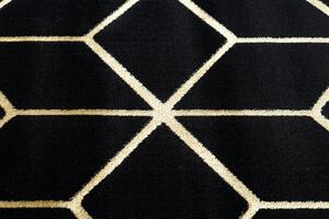 Makro Abra Moderní kusový koberec GLOSS 409C 86 Šestihran 3D černý / zlatý Rozměr: 240x330 cm