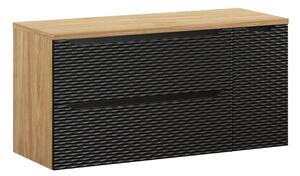 Comad Závěsná skříňka pod umyvadlo Ocean s deskou 120 cm černá/dub olejovaný
