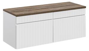 Comad Závěsná skříňka pod umyvadlo Iconic s deskou 120 cm bílá/dub santa fe vintage