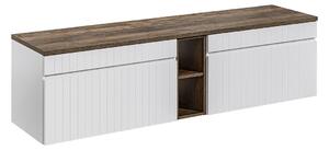 Comad Závěsná skříňka pod umyvadlo Iconic s deskou 180 cm bílá/dub santa fe vintage