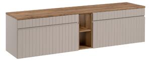 Comad Závěsná skříňka pod umyvadlo Iconic s deskou 180 cm kašmír/dub coast evoke