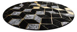 Makro Abra Moderní kulatý koberec GLOSS 400B 86 Geometrický vzor 3D černý / zlatý Rozměr: průměr 150 cm
