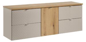 Comad Závěsná skříňka pod umyvadlo Viva Cashmere s deskou 160 cm kašmír/dub coast evoke