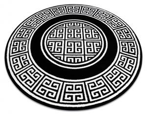 Makro Abra Moderní kulatý koberec GLOSS 6776 85 Řecký vzor černý / slonová kost Rozměr: průměr 120 cm
