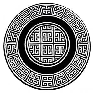 Makro Abra Moderní kulatý koberec GLOSS 6776 85 Řecký vzor černý / slonová kost Rozměr: průměr 150 cm