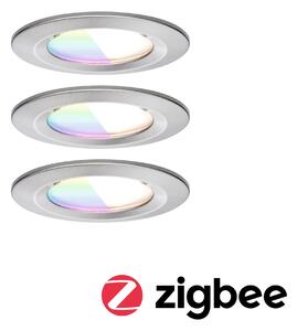 PAULMANN LED vestavné svítidlo Nova Coin IP44 kruhové 78mm RGBW+ 3x6W 230V kov kartáčovaný hliník