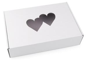 Papírová krabice s průhledem - srdce - 1 bílá
