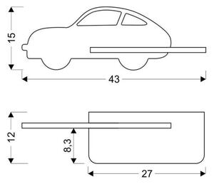 LED Dětské nástěnné svítidlo s poličkou CAR LED/5W/230V modrá/dřevo