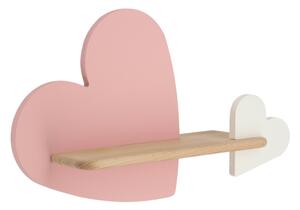 LED Dětské nástěnné svítidlo s poličkou HEART LED/5W/230V růžová/bílá/dřevo