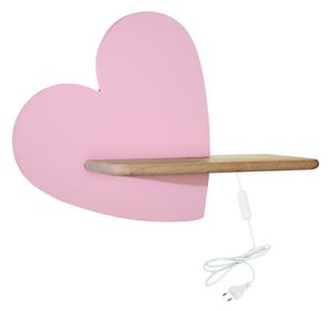 LED Dětské nástěnné svítidlo s poličkou HEART LED/5W/230V růžová/dřevo
