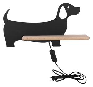 LED Dětské nástěnné svítidlo s poličkou DOG LED/5W/230V černá/dřevo