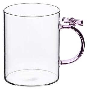 Allesken Skleněný hrnek PETER RIBBON 400 ml čirý/růžový