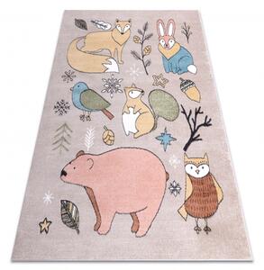 Makro Abra Dětský kusový koberec FUN Lesní zvířátka medvěd liška zajíc béžový Rozměr: 120x170 cm