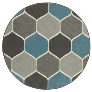 Kulatý koberec LUNA 503833/95812 šedý / modrý Rozměr: průměr 120 cm