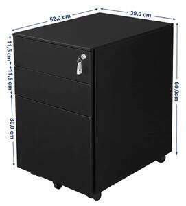 SONGMICS zásuvkový kontejner STORE 60, mobilní, 3 zásuvky, kovový, černá