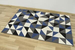 Kusový koberec LUNA 503791/94915 Trojúhelníky šedý / modrý Rozměr: 140x200 cm