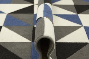 Kusový koberec LUNA 503791/94915 Trojúhelníky šedý / modrý Rozměr: 140x200 cm