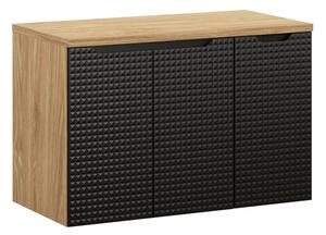 Comad Závěsná skříňka pod umyvadlo Luxor Black s deskou 90 cm černá/dub olejovaný