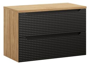 Comad Závěsná skříňka pod umyvadlo Luxor Black I s deskou 90 cm černá/dub olejovaný