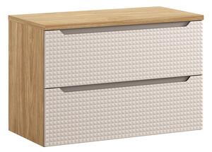 Comad Závěsná skříňka pod umyvadlo Luxor Beige I s deskou 90 cm béžová/dub olejovaný