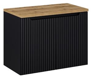 Comad Závěsná skříňka pod umyvadlo Nova Black II s deskou 80 cm černá/dub evoke