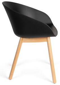 Černá plastová jídelní židle Banne Void s dubovou podnoží