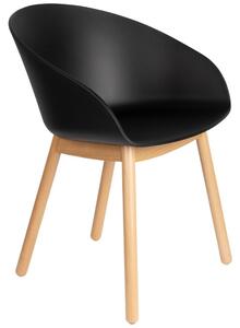 Černá plastová jídelní židle Banne Void s dubovou podnoží
