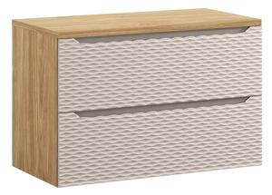 Comad Závěsná skříňka pod umyvadlo Ocean Beige s deskou 90 cm béžová/dub olejovaný