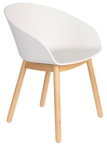 Bílá plastová jídelní židle Banne Void s dubovou podnoží