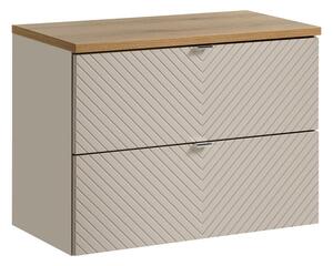 Comad Závěsná skříňka pod umyvadlo Viva Cashmere s deskou 80 cm kašmír/dub coast evoke