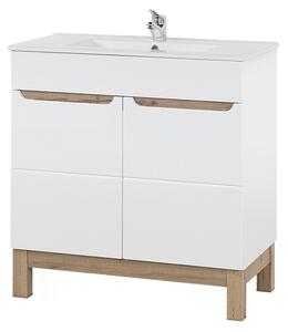 Comad Umyvadlová skříňka Bali White I se zápustným umyvadlem 80 cm bílá/dub wotan
