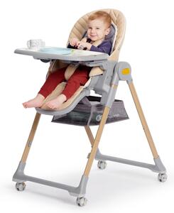 KINDERKRAFT - Dětská jídelní židle 2v1 LASTREE šedá