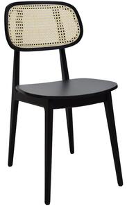 FormWood Černá dřevěná jídelní židle Rabbit s výpletem