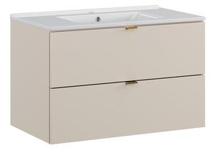 Comad Závěsná skříňka Dalia Cashmere se zápustným umyvadlem 80 cm kašmír