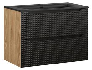 Comad Závěsná skříňka Luxor Black I se zápustným umyvadlem 80 cm černá