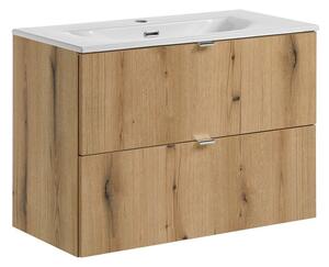 Comad Závěsná skříňka Nova Oak II se zápustným umyvadlem 80 cm dub coast evoke