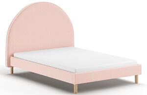 Růžová bouclé postel Vipack Moon 140 x 200 cm