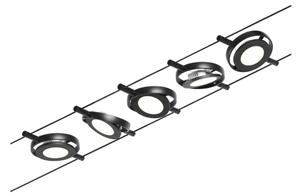 Paulmann 94418 - SADA 5xLED/4,5W Kompletní lankový systém ROUNDMAC 230V černá