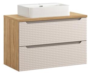 Comad Koupelnová skříňka Ocean Beige II s deskou a umyvadlem 90 cm béžová/dub olejovaný